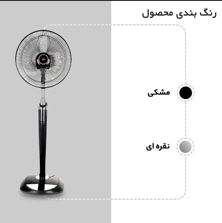 پنکه پارس خزر مدل FSR_SHIBA ایستاده با قابلیت تنظیم سرعت ، تایمر و کنترل از راه دور، حداکثر توان 60 وات و حجم باد دهی 56 متر مکعب بر دقیقه ابعاد 106×24×49 سانتیمتر و گرید انرژی A