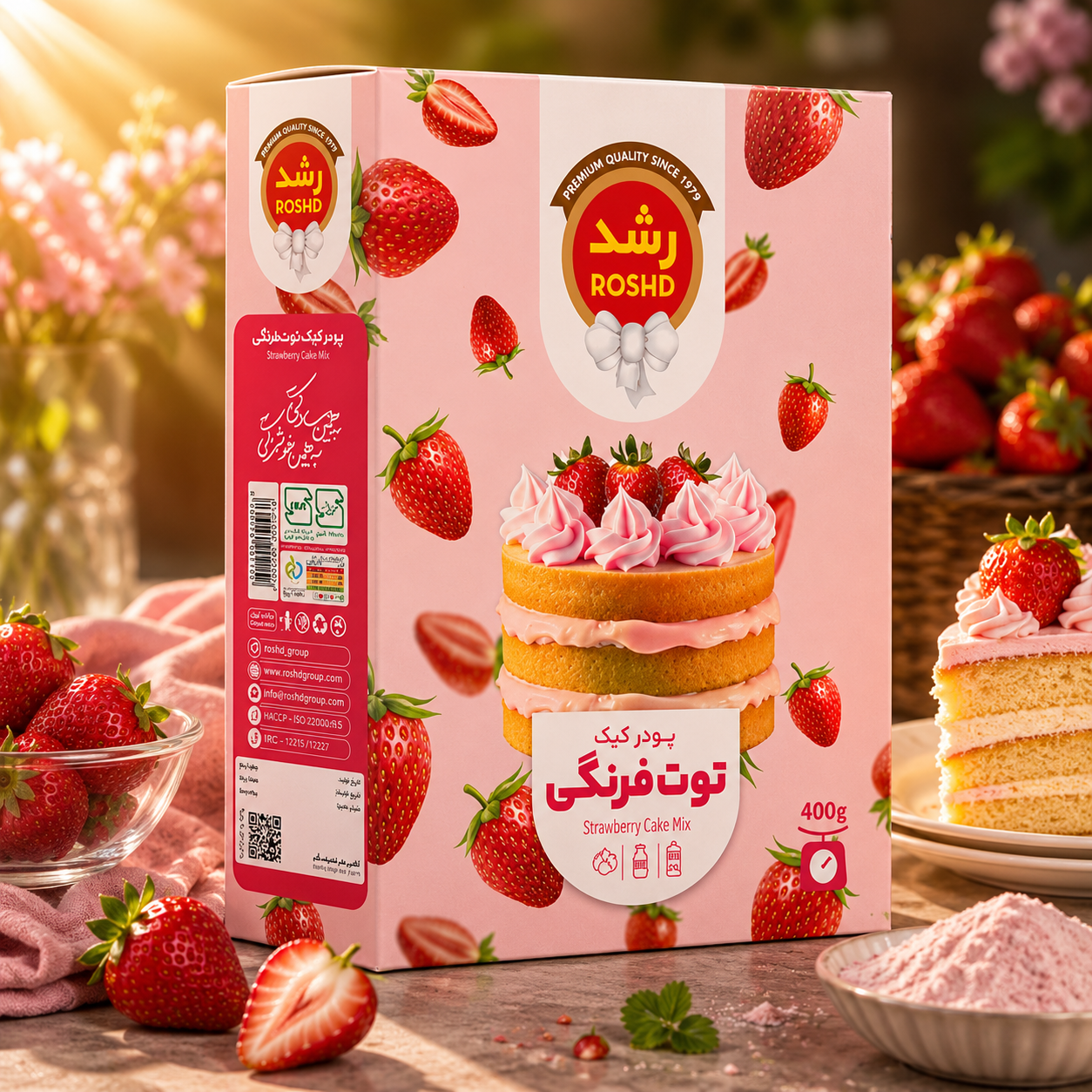 پودر کیک توت فرنگی رشد 400g