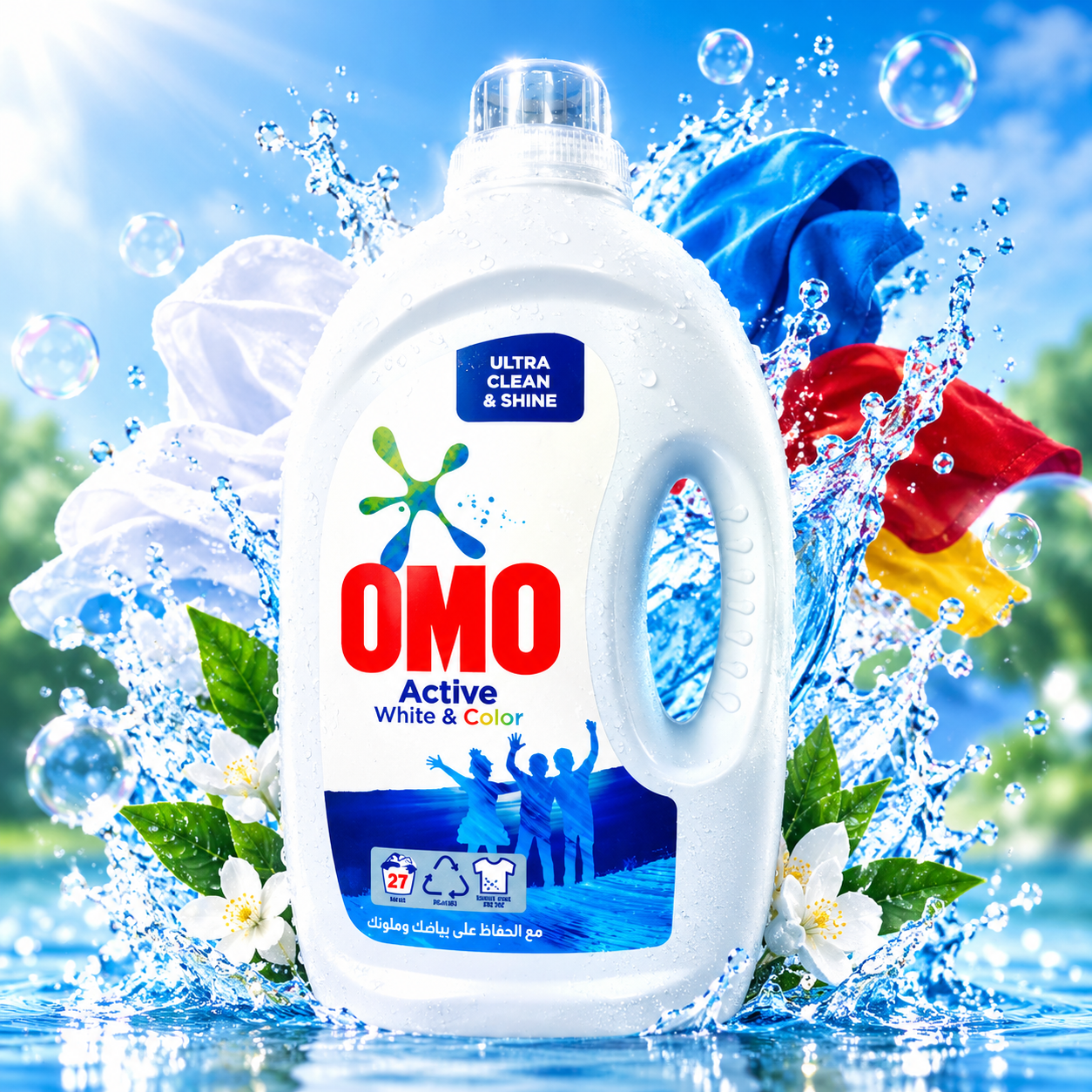 مایع لباسشویی omo مخصوص لباسهای رنگی و سفید 2/7 کیلویی