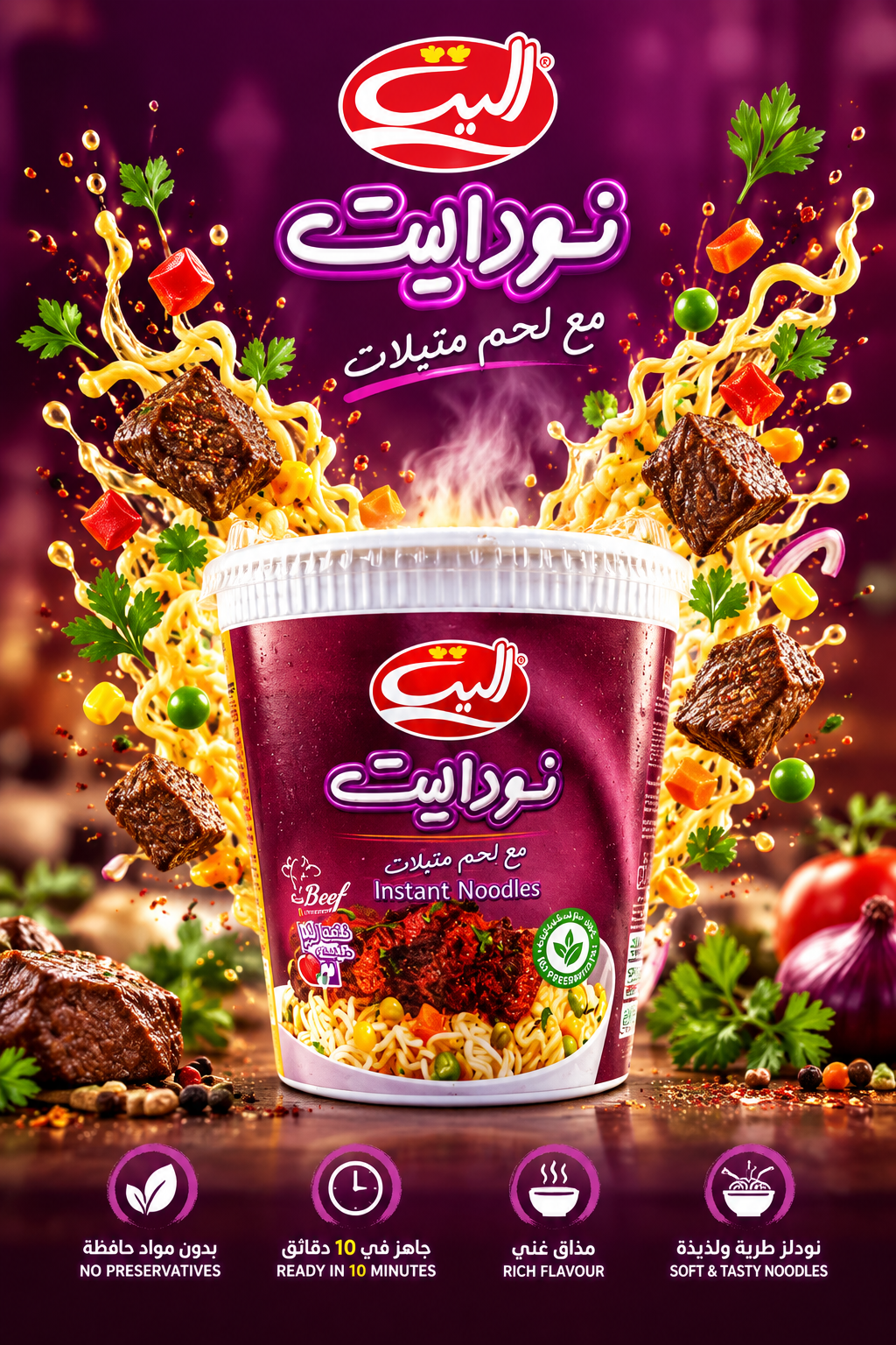 نودالیت با طعم گوشت لیوانی 65 گرم