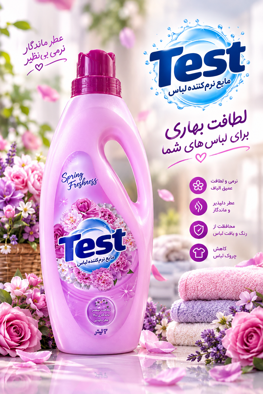 مایع نرم کننده لباس تست 2 لیتر