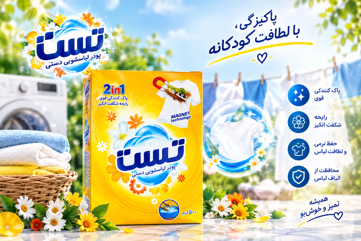 پودر لباسشویی دستی تست 500 گرمخ