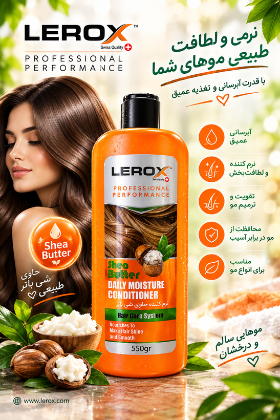 نرم کننده روزانه مو لروکس حاوی شی باتر 550 گرم