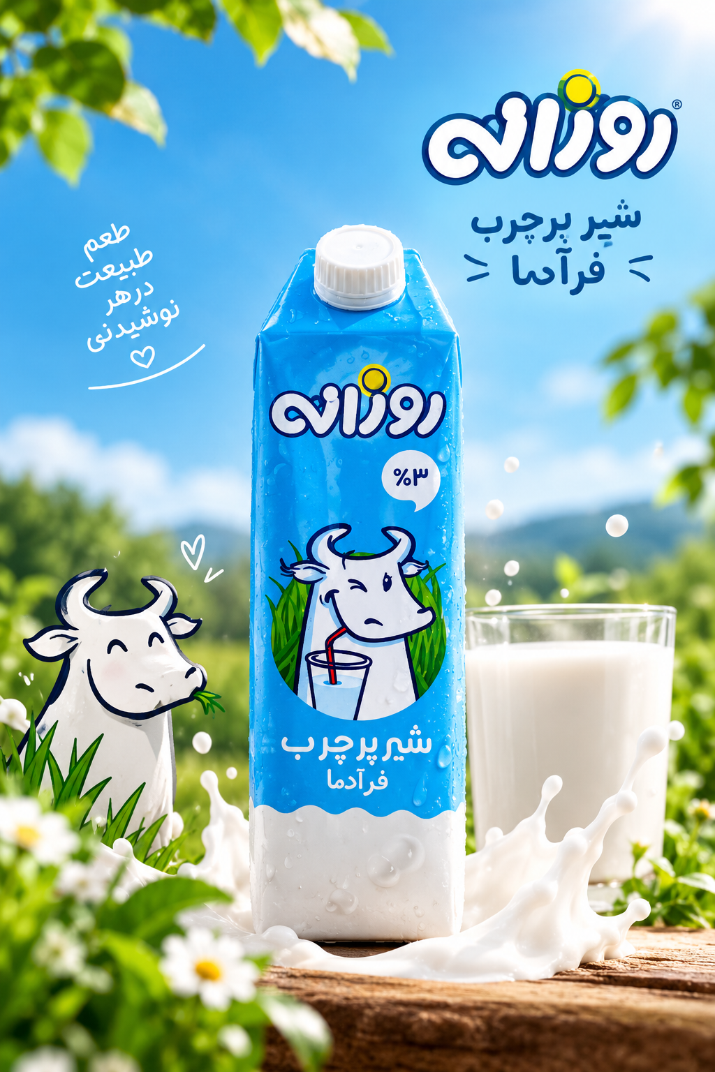 شیر پرچرب فرادما روزانه 3% 1000 میلی لیتر