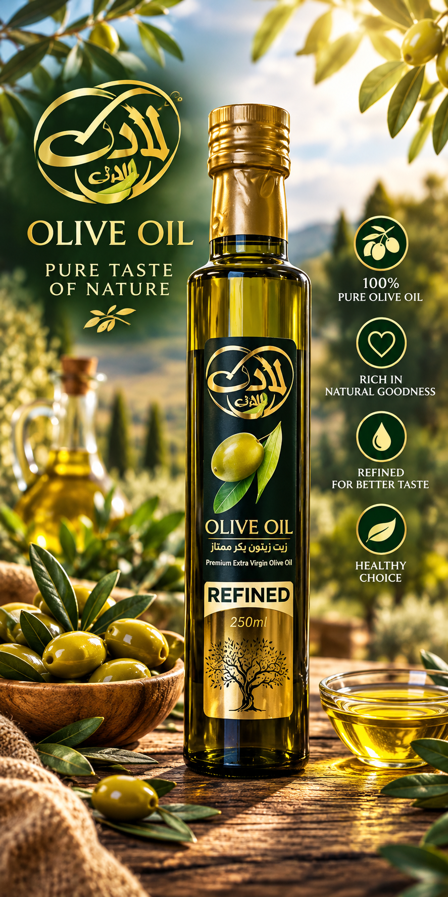 روغن زیتون لادن طلایی 250 میل